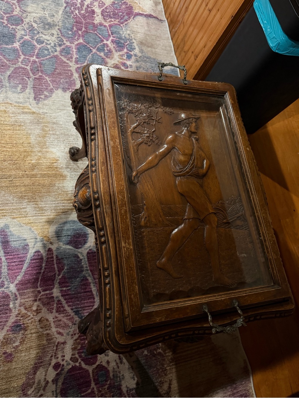 Carved Wood, Johnny Appleseed Tea Tray